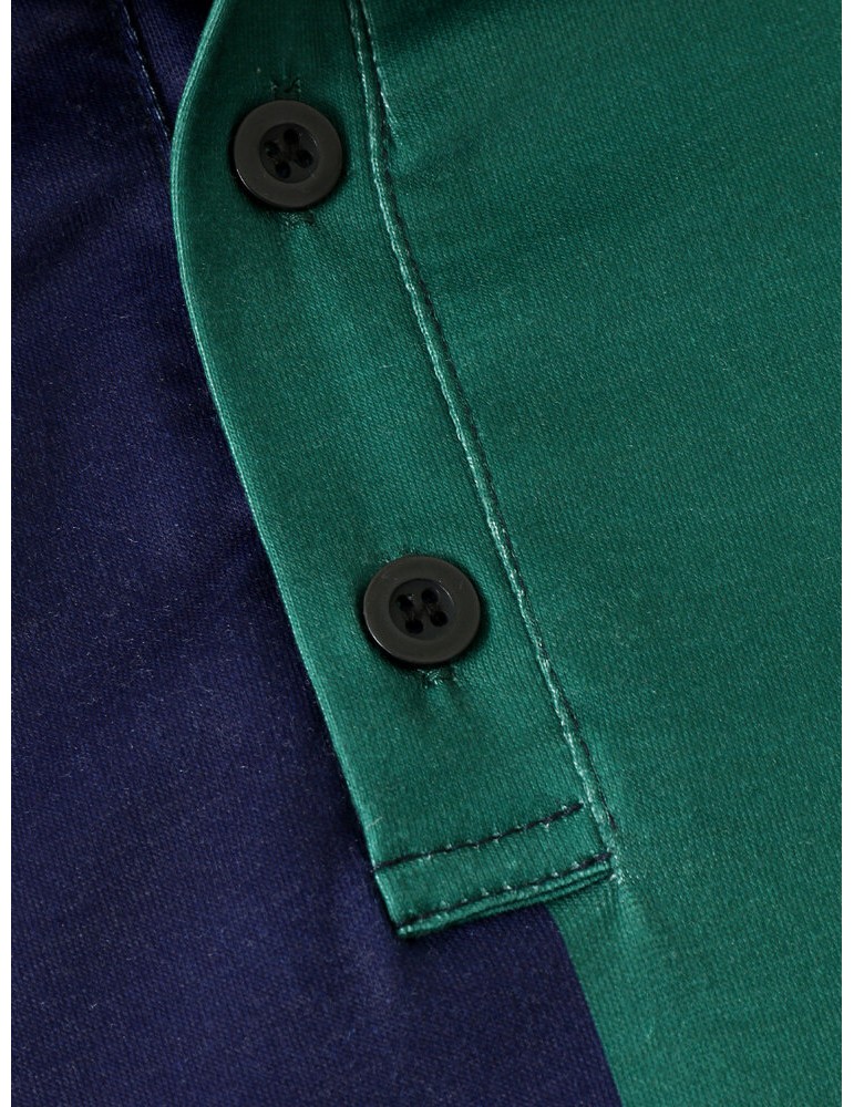 Polo Shirts - Men Colorblock Brief Short Sleeve Half Button Soft Business Polos Shirts