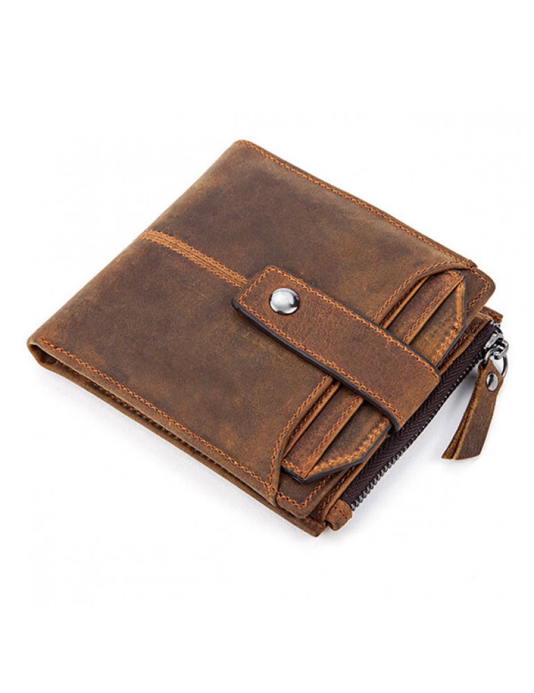 Men's Wallets - Genuine Leather 12 Card Slots Bifold Wallet Vintage Coin Bag For Men