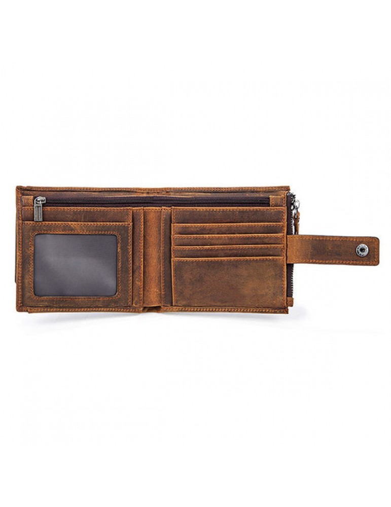 Men's Wallets - Genuine Leather 12 Card Slots Bifold Wallet Vintage Coin Bag For Men