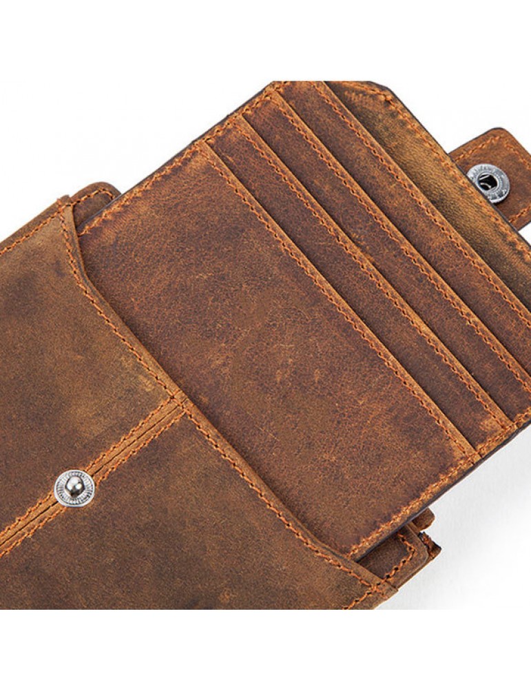 Men's Wallets - Genuine Leather 12 Card Slots Bifold Wallet Vintage Coin Bag For Men