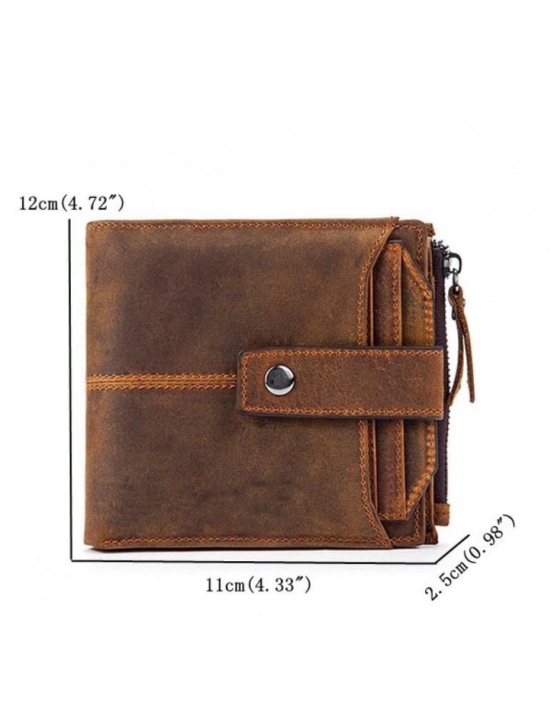 Men's Wallets - Genuine Leather 12 Card Slots Bifold Wallet Vintage Coin Bag For Men