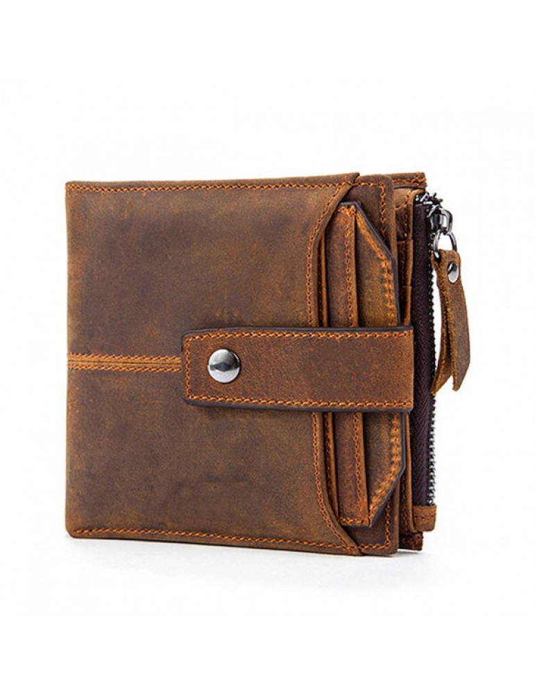 Men's Wallets - Genuine Leather 12 Card Slots Bifold Wallet Vintage Coin Bag For Men