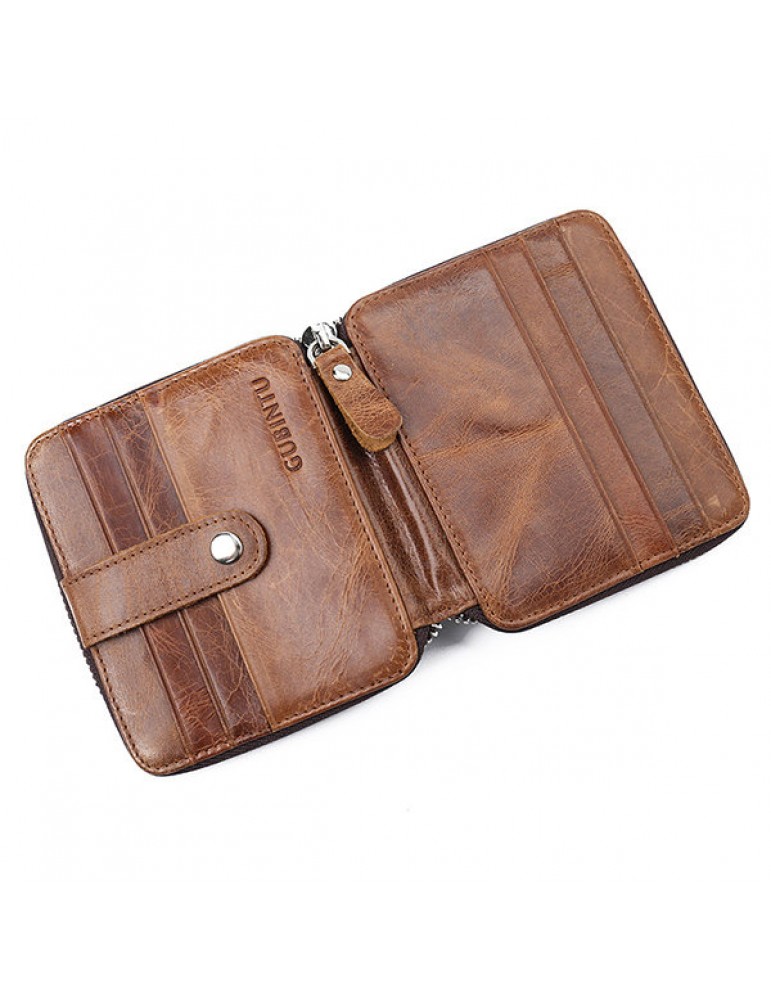 Men's Wallets - Genuine Leather Casual Vintage Bifold Wallet 12 Card Slots Card Pack For Men