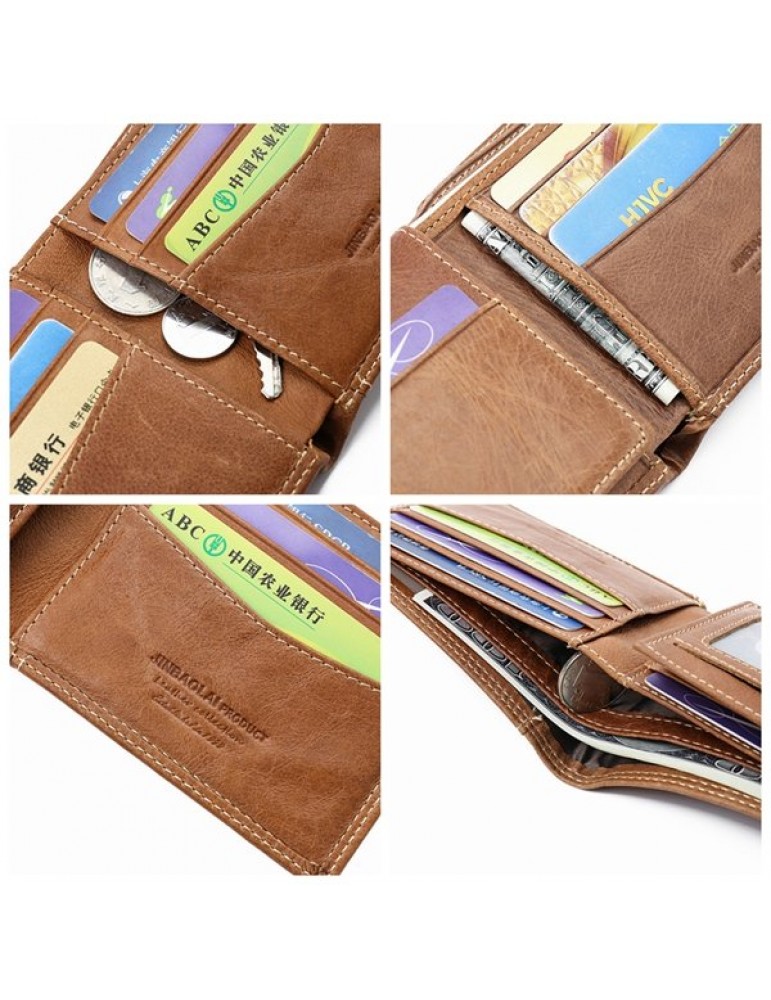 Men's Wallets - Genuine Leather Wallet Vintage Casual 6 Card Slots Card Pack For Men