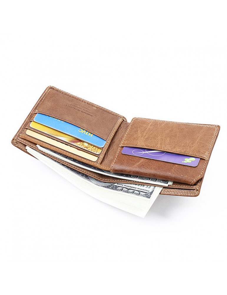 Men's Wallets - Genuine Leather Wallet Vintage Casual 6 Card Slots Card Pack For Men
