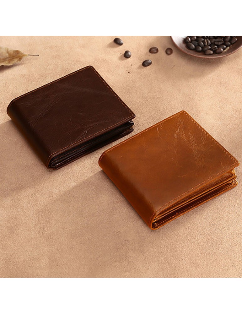 RFID Antimagnetic Vintage Multi-functional Genuine Leather Wallet For Men