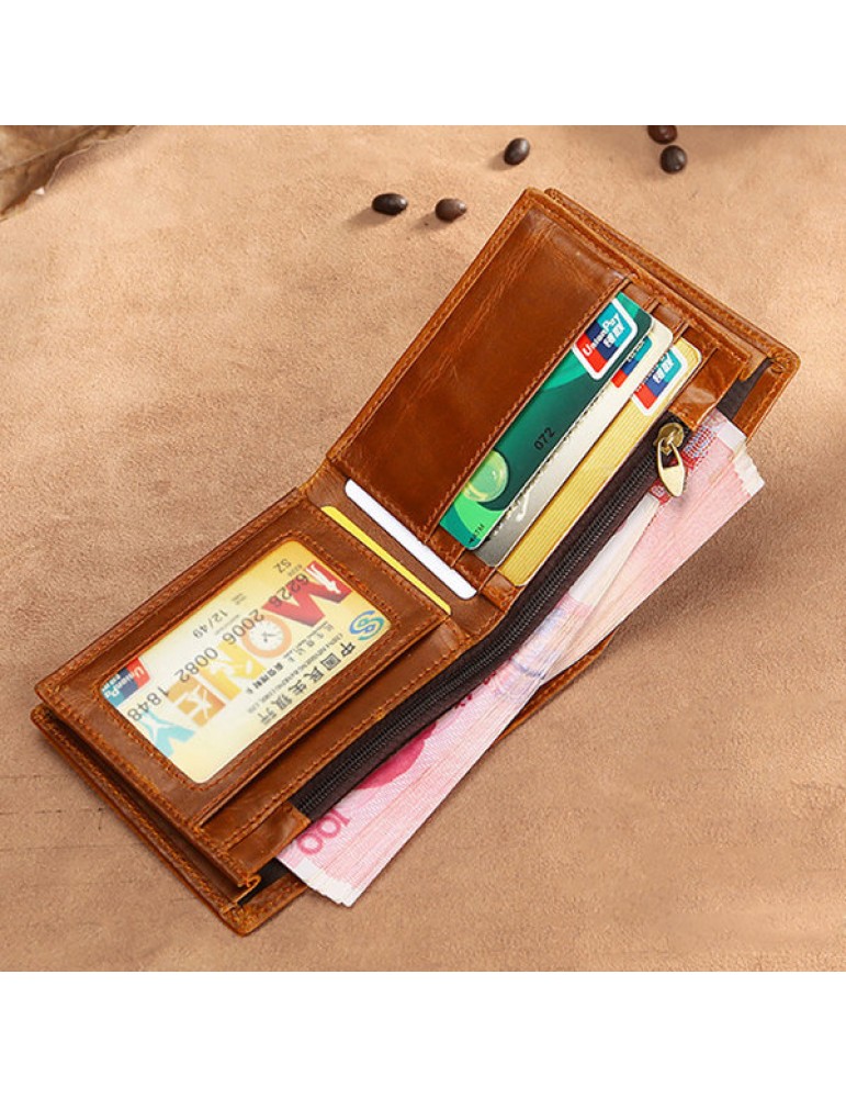 RFID Antimagnetic Vintage Multi-functional Genuine Leather Wallet For Men