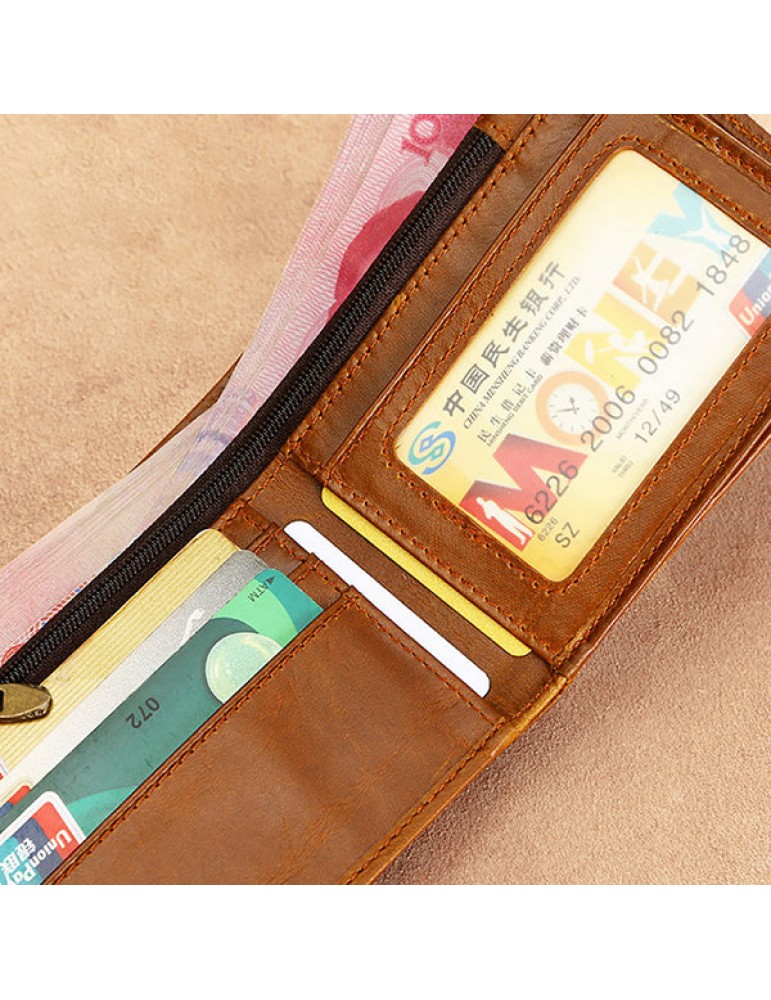RFID Antimagnetic Vintage Multi-functional Genuine Leather Wallet For Men