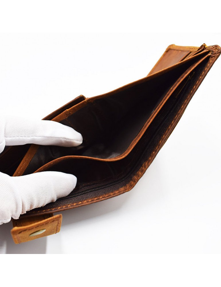 Men's Wallets - Vintage Genuine Leather 11 Card Slots Trifold Short Wallet For Men