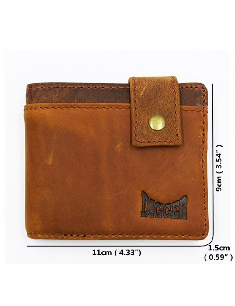 Men's Wallets - Vintage Genuine Leather 11 Card Slots Trifold Short Wallet For Men