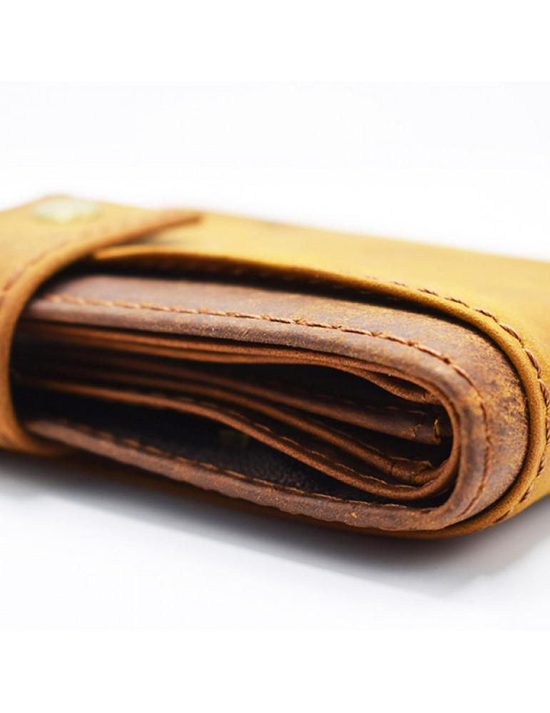 Men's Wallets - Vintage Genuine Leather 11 Card Slots Trifold Short Wallet For Men