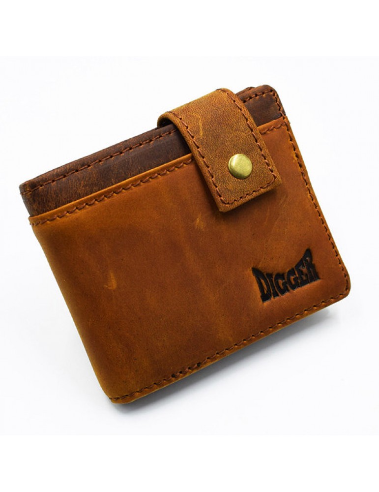 Men's Wallets - Vintage Genuine Leather 11 Card Slots Trifold Short Wallet For Men