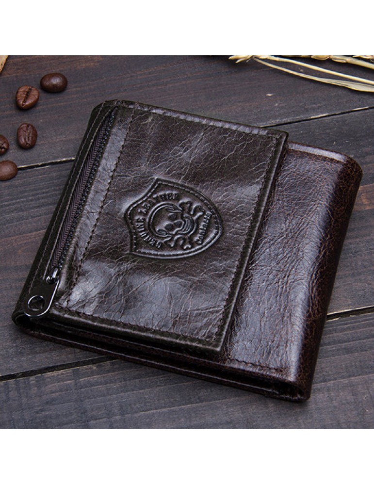 Men's Wallets - Vintage Genuine Leather Cowboy Trifold Wallet For Men