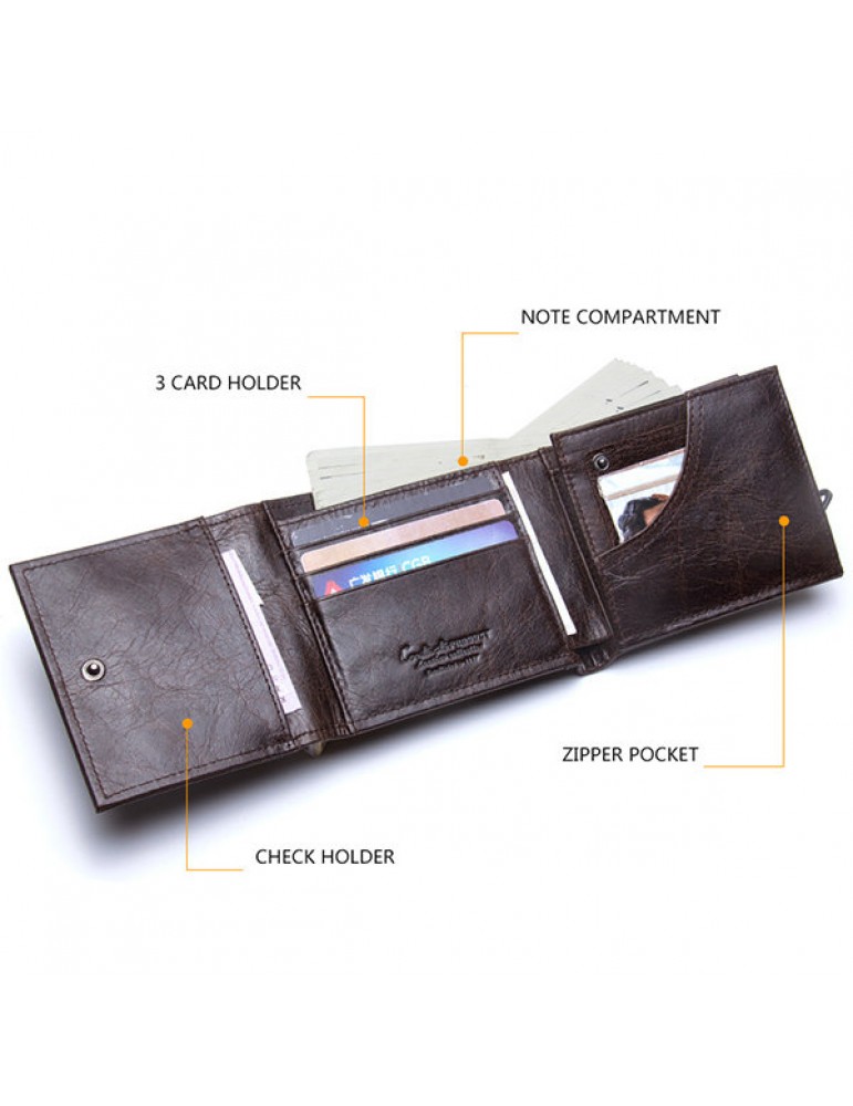 Men's Wallets - Vintage Genuine Leather Cowboy Trifold Wallet For Men