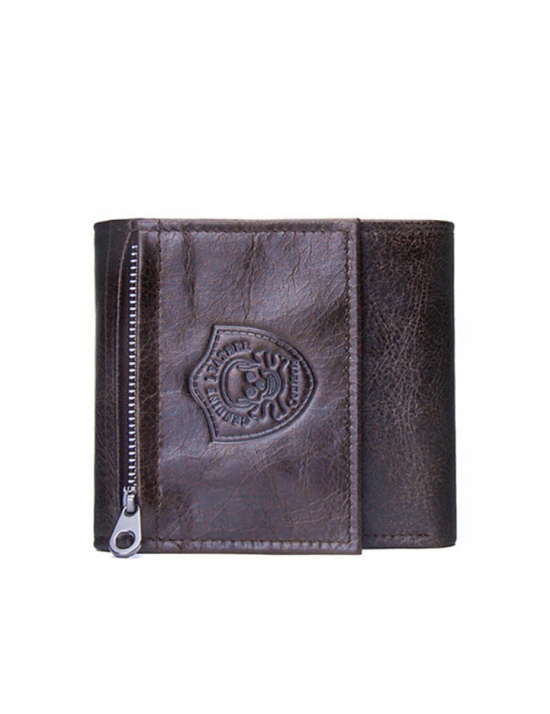 Men's Wallets - Vintage Genuine Leather Cowboy Trifold Wallet For Men
