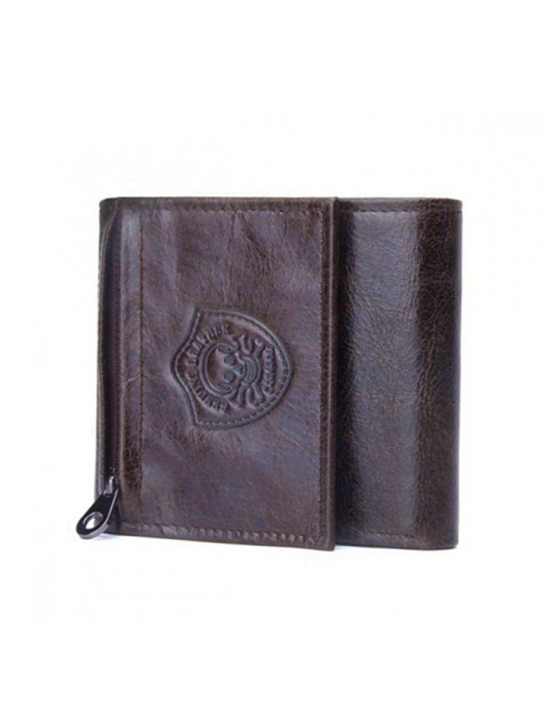 Men's Wallets - Vintage Genuine Leather Cowboy Trifold Wallet For Men