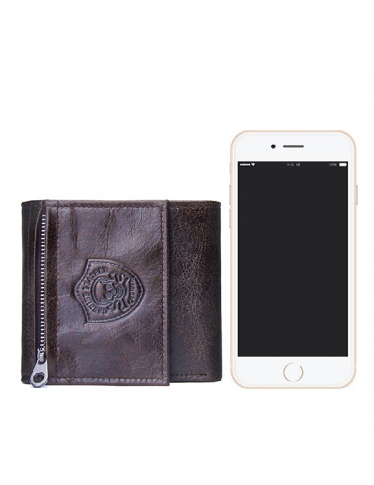 Men's Wallets - Vintage Genuine Leather Cowboy Trifold Wallet For Men