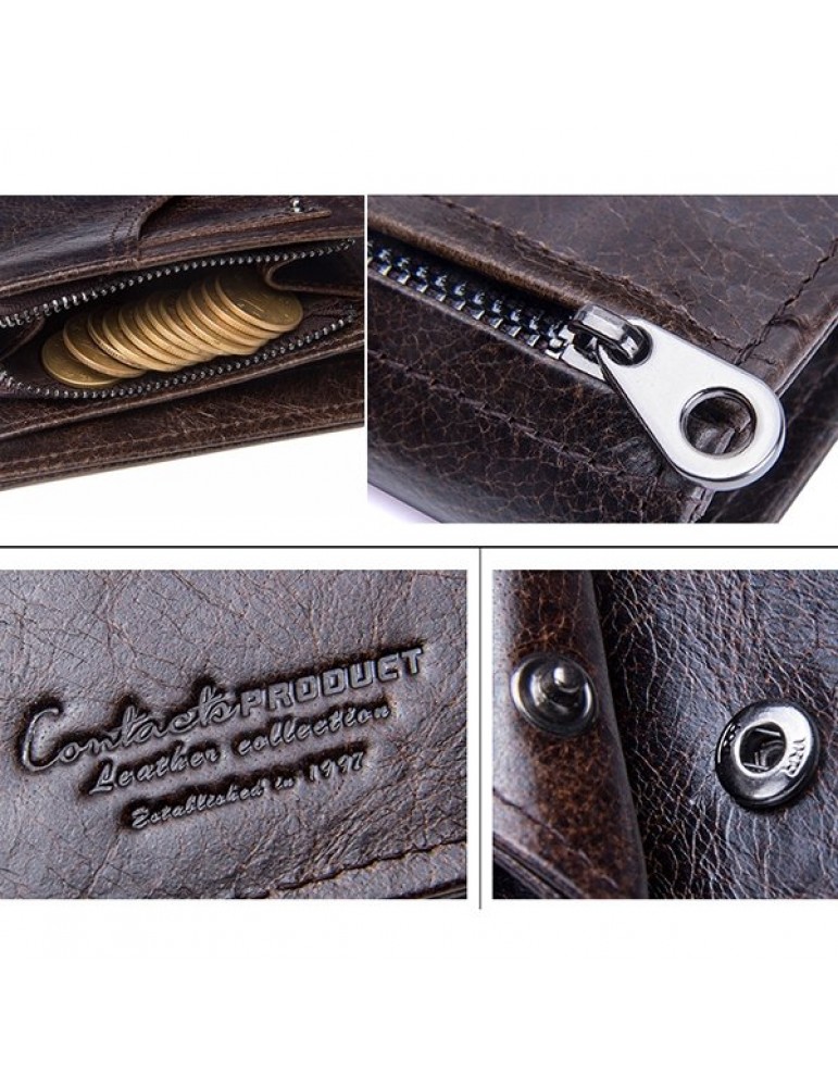 Men's Wallets - Vintage Genuine Leather Cowboy Trifold Wallet For Men