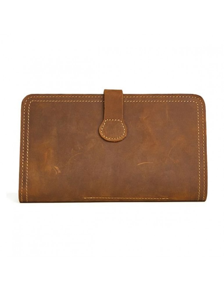 Vintage Genuine Leather Passport Long Wallet Clutch Bag For Men