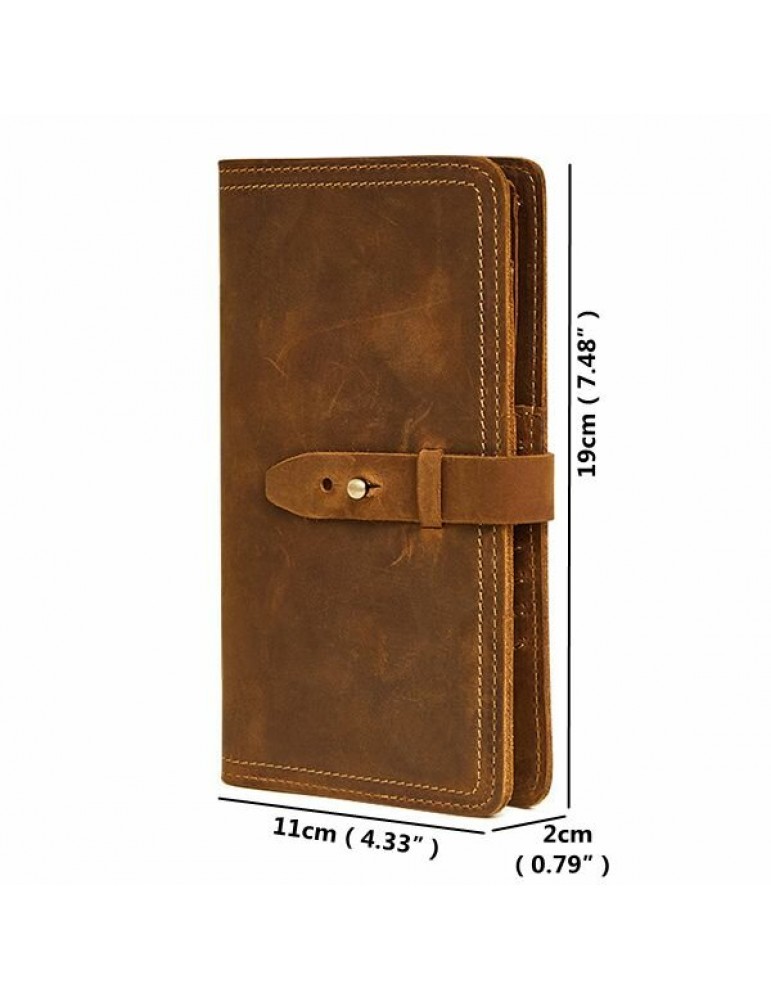 Vintage Genuine Leather Passport Long Wallet Clutch Bag For Men