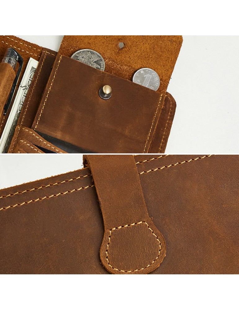 Vintage Genuine Leather Passport Long Wallet Clutch Bag For Men