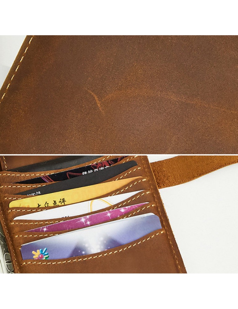Vintage Genuine Leather Passport Long Wallet Clutch Bag For Men