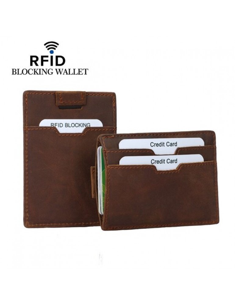 Men's Wallets - Vintage Genuine Leather RFID Antimagnetic Wallet Cold Holder