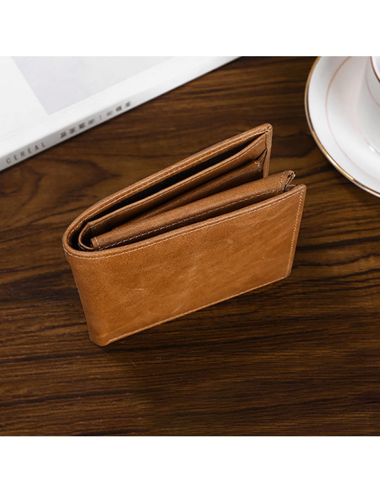 Men's Wallets - Vintage RFID Antimagnetic Genuine Leather Multi-functional Trifold Wallet For Men