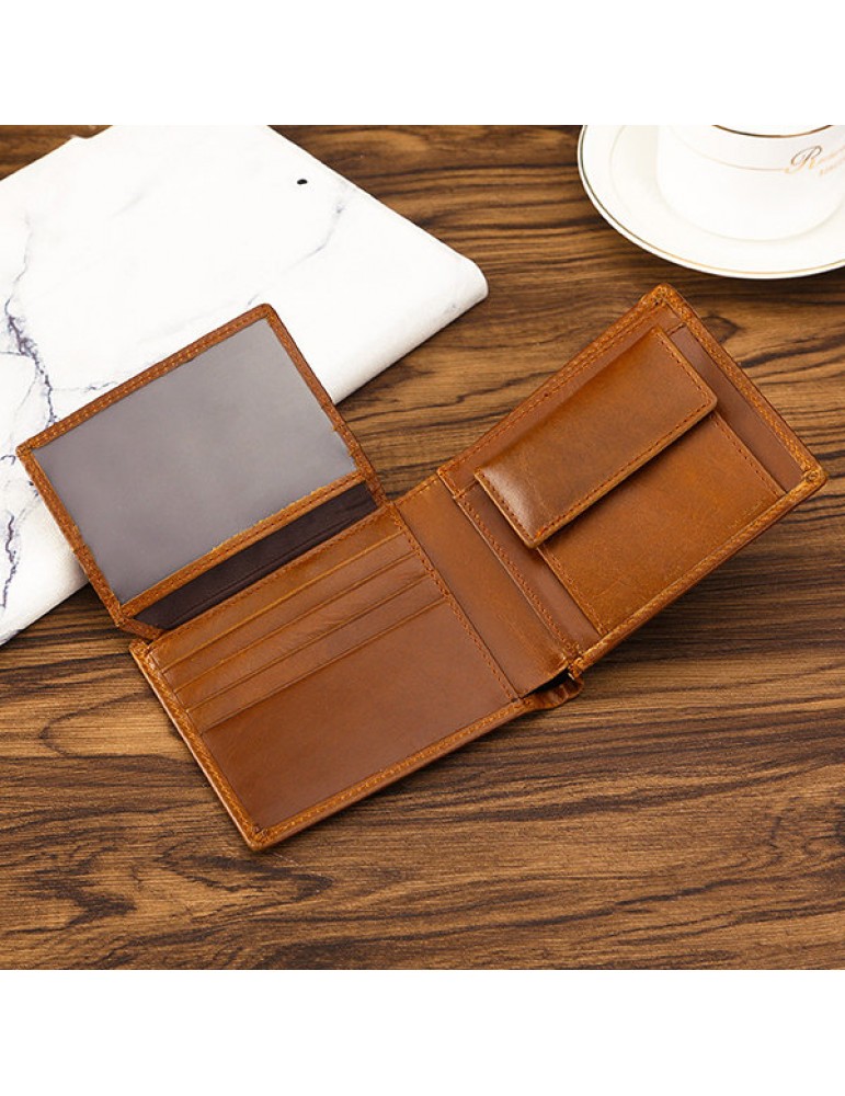 Men's Wallets - Vintage RFID Antimagnetic Genuine Leather Multi-functional Trifold Wallet For Men