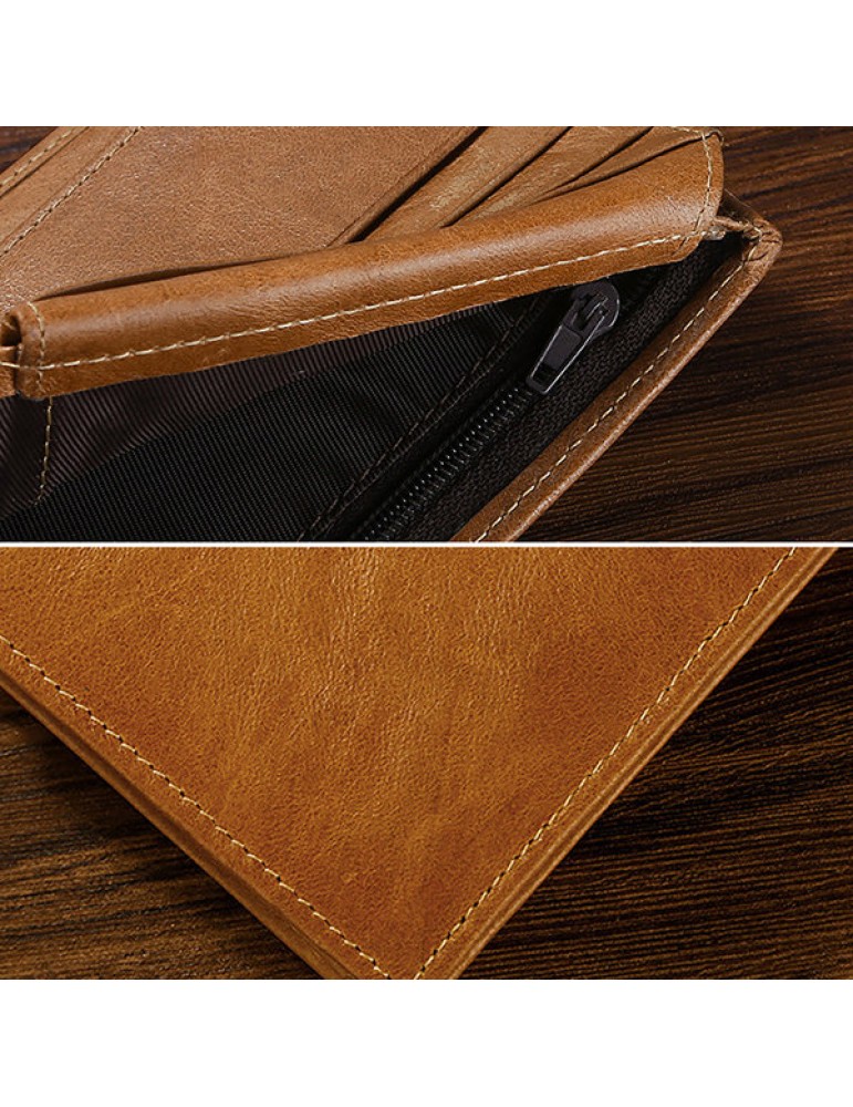 Men's Wallets - Vintage RFID Antimagnetic Genuine Leather Multi-functional Trifold Wallet For Men