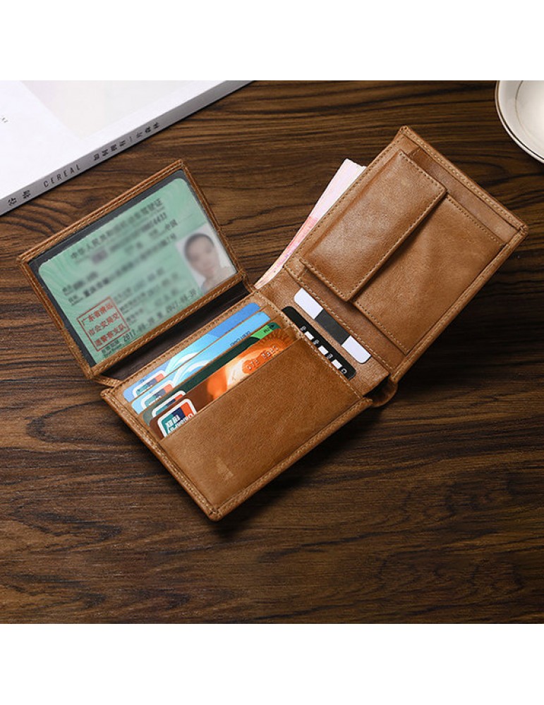 Men's Wallets - Vintage RFID Antimagnetic Genuine Leather Multi-functional Trifold Wallet For Men