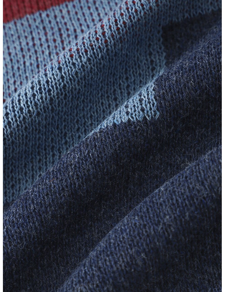Sweaters - Men Knitted Patchwork Color Block Button V-neck Casual Sweaters
