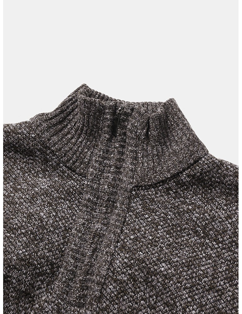 Sweaters - Mens Knitted Warm Vintage High Neck Long Sleeve Sweaters
