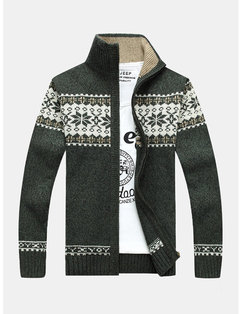 Sweaters - Mens Tribal Print Long Sleeve Vintage Long Sleeve Knitting Sweater Jacket