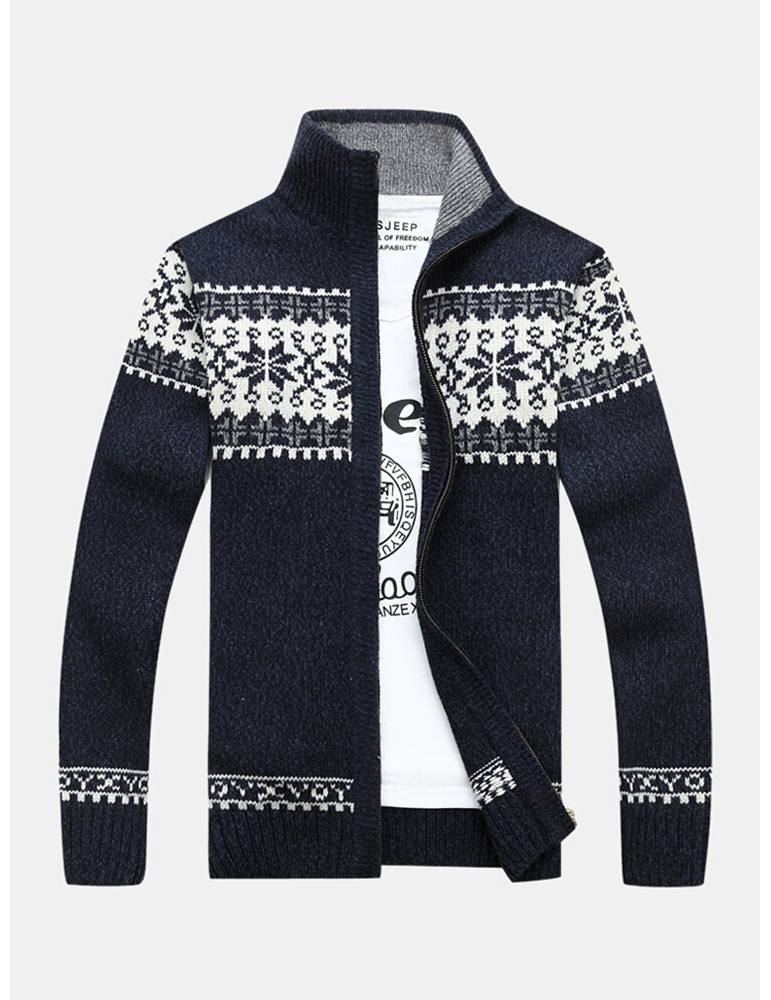 Sweaters - Mens Tribal Print Long Sleeve Vintage Long Sleeve Knitting Sweater Jacket