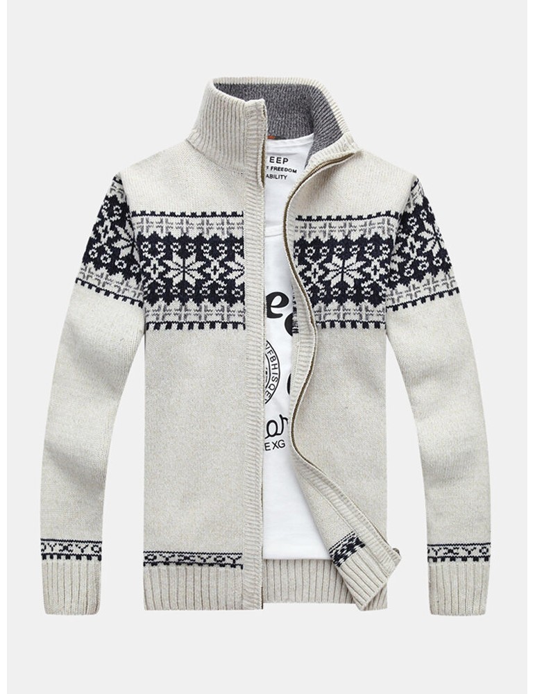 Sweaters - Mens Tribal Print Long Sleeve Vintage Long Sleeve Knitting Sweater Jacket