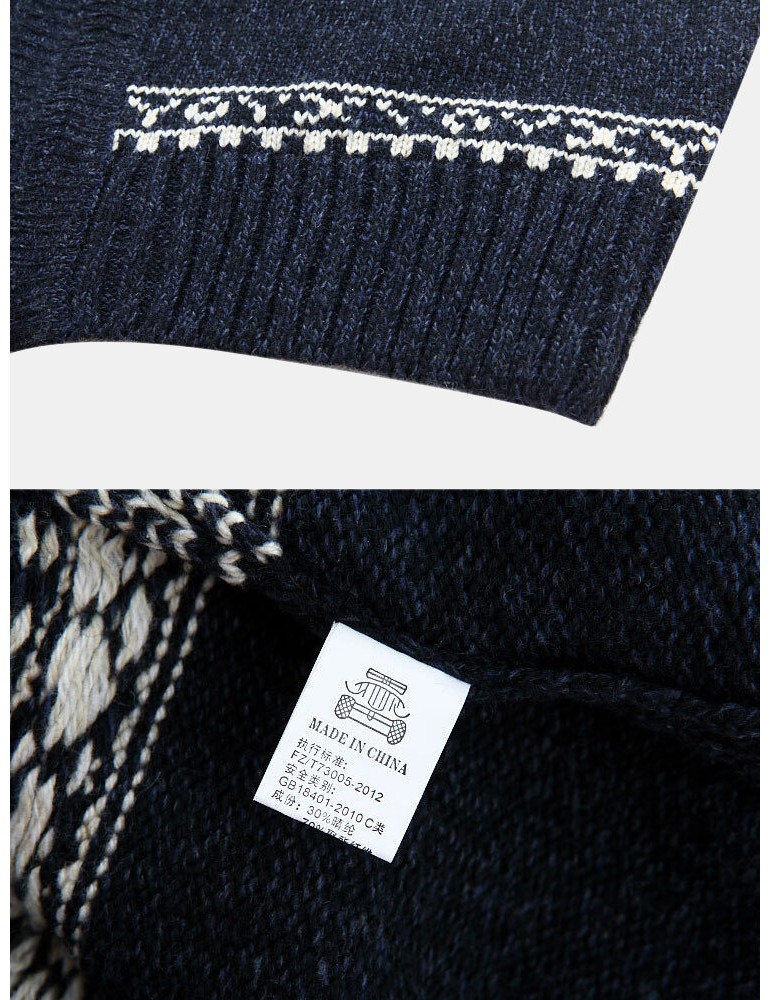 Sweaters - Mens Tribal Print Long Sleeve Vintage Long Sleeve Knitting Sweater Jacket